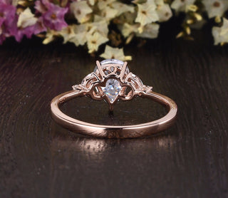 0.75 CT Pear Cluster Moissanite Engagement Ring - crownmoissanite