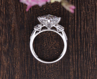 2.08 CT Princess Cut Three Stone Moissanite Engagement Ring - crownmoissanite