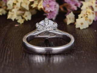 1.60 CT Round Cut Solitaire Pave Setting Moissanite Engagement Ring - crownmoissanite