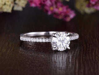 1.60 CT Round Cut Hidden Halo Pave Setting Moissanite Engagement Ring - crownmoissanite