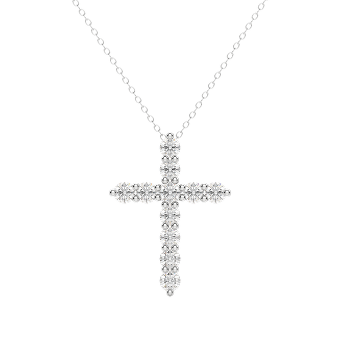 0.17 CT Round Cut Cross Pendant Moissanite Diamond Necklace - crownmoissanite