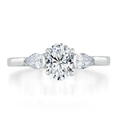 0.75 CT Oval Cut Three Stone Moissanite Engagement Ring - crownmoissanite