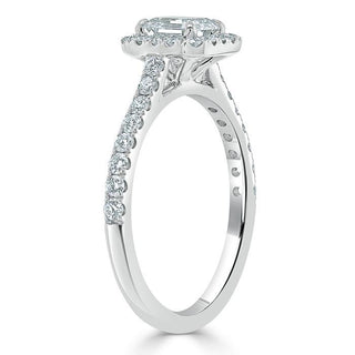 1.0 CT Asscher Cut Halo Pave Moissanite Engagement Ring - crownmoissanite